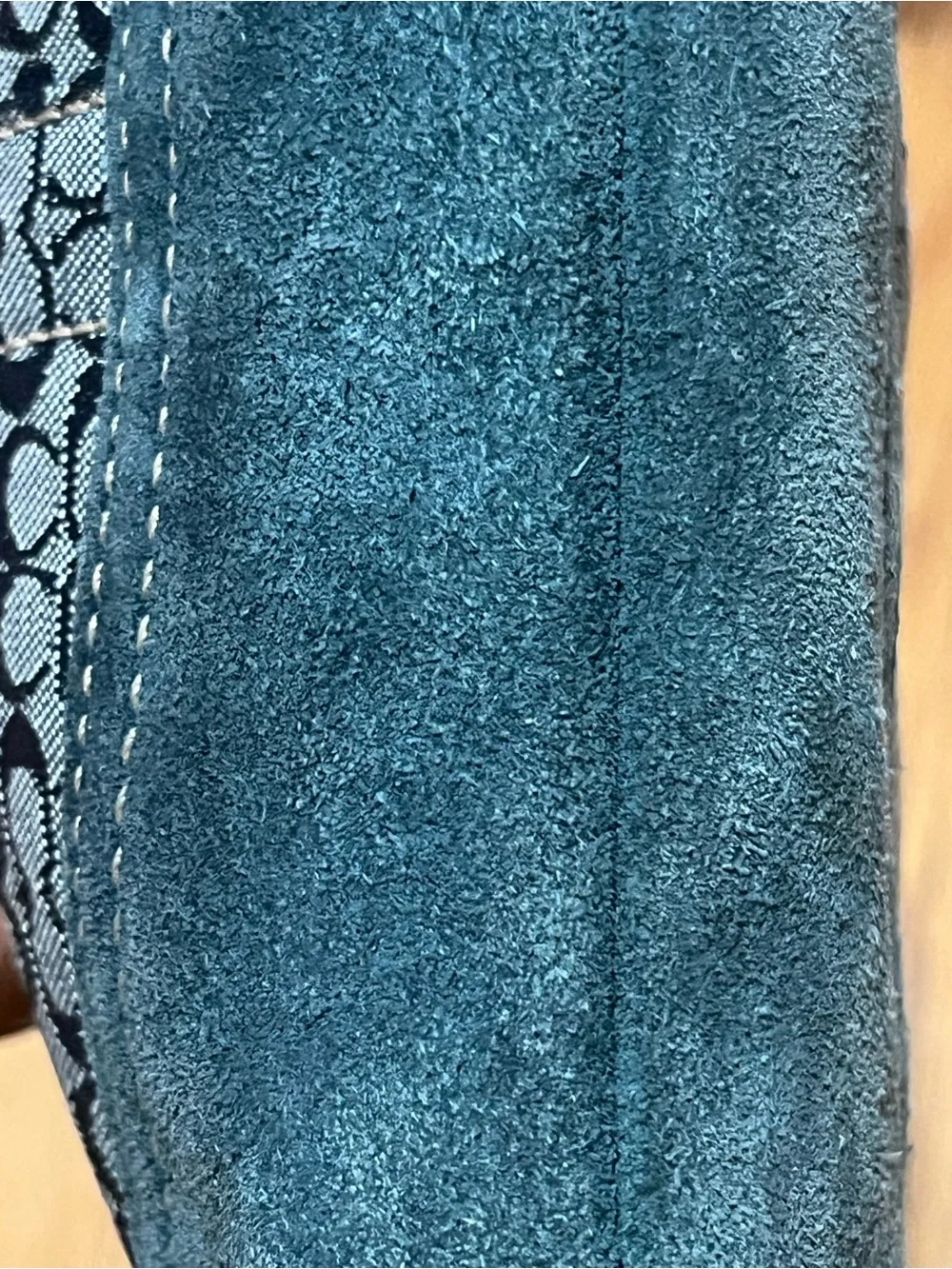 Vintage Coach Y2K Blue Denim Canvas & Suede Demi Wristlet